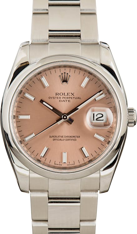 Used Rolex Date 115200 Salmon Dial