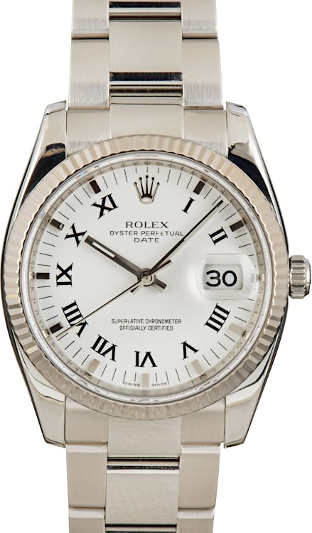 Used Rolex Date 115234 White Dial