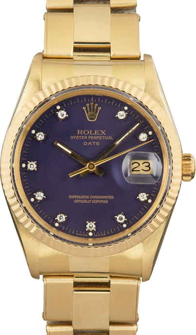 Rolex Date 15037 Blue Diamond Dial