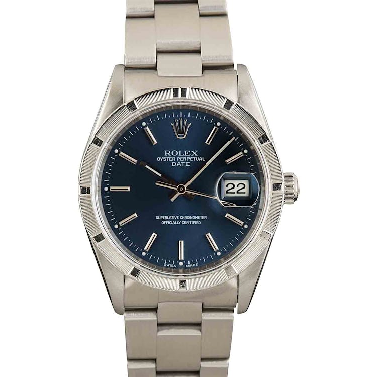 Pre-Owned Rolex Date 15210 Blue Dial Watch