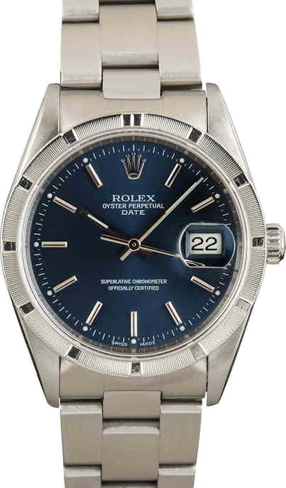 Pre-Owned Rolex Date 15210 Blue Dial Watch