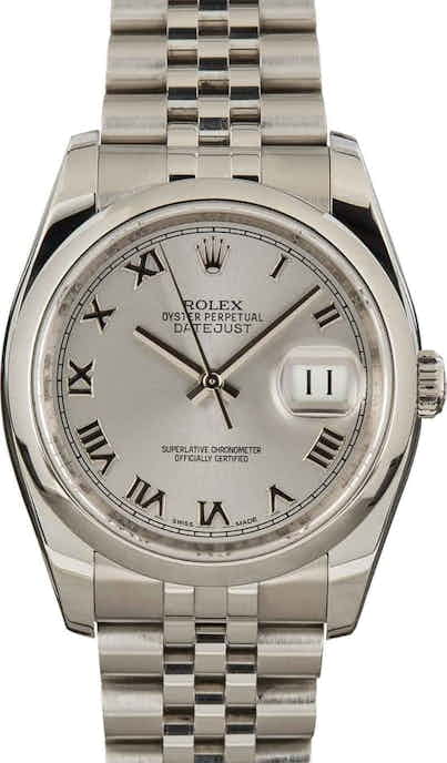 Mens Rolex Datejust 116200 Silver Roman Dial