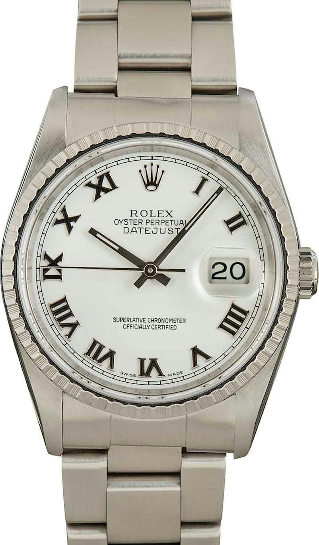 PreOwned Rolex Datejust 16220 White Roman Dial