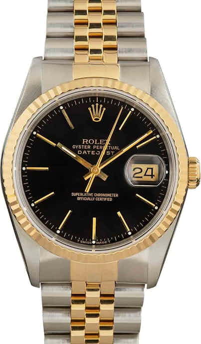 PreOwned Datejust Rolex 16233 Black Dial 36MM