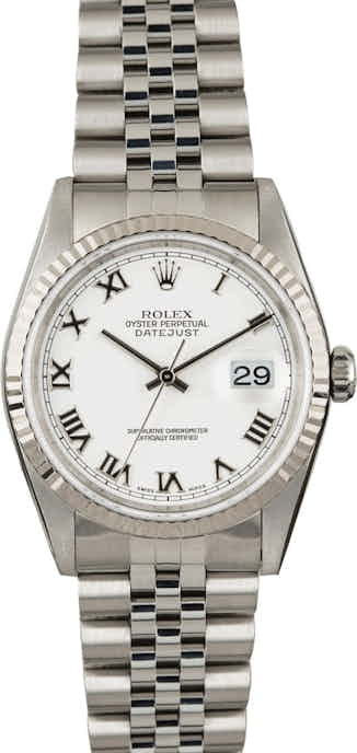 Used Rolex DateJust 16234 White Roman Dial