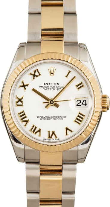 Rolex Mid-size Datejust 178273 White Roman Dial
