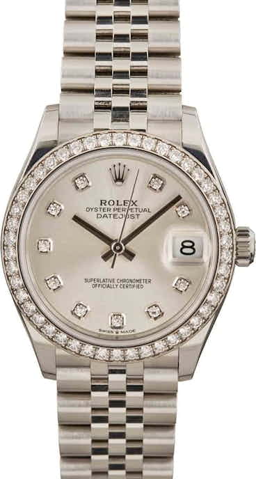 Pre-Owned Ladies Rolex Datejust 278384 Silver Diamond