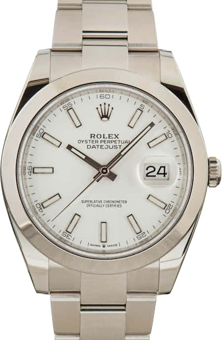 Rolex Datejust 41 Ref 126300 White Index Dial