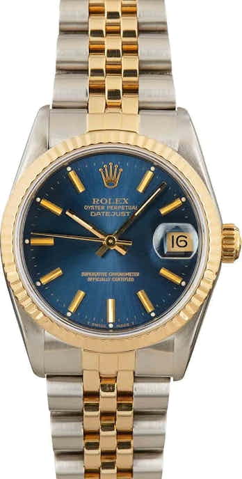 Used Rolex Datejust 68273 Blue Index Dial