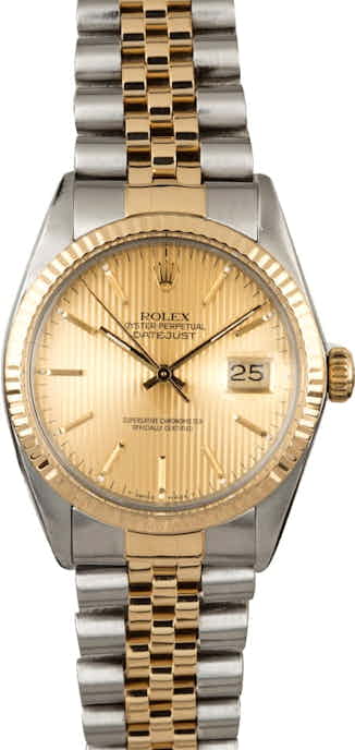 PreOwned Rolex Datejust 16013 Champagne Tapestry Index Dial