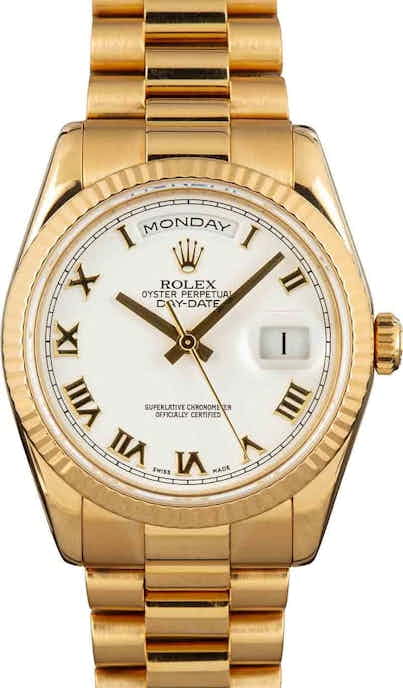 Rolex Day-Date 118238 White Roman Dial