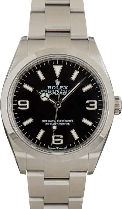 Pre-Owned Rolex Explorer 124270 Black Arabic Dial