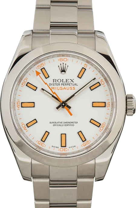 Rolex Milgauss 116400 White and Orange Dial