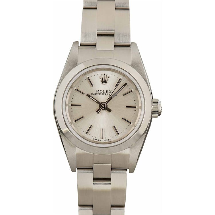 Rolex Ladies Oyster Perpetual 76080 Silver Index Dial