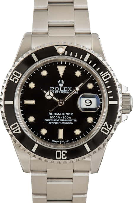 Pre-owned Rolex Men's Submariner Stainless Steel Black Dial 16610