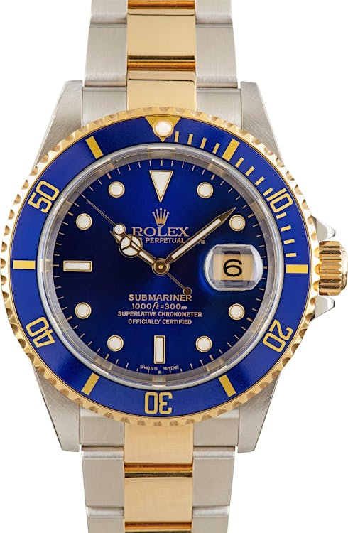 Mens Rolex Submariner 16613 Blue Two Tone