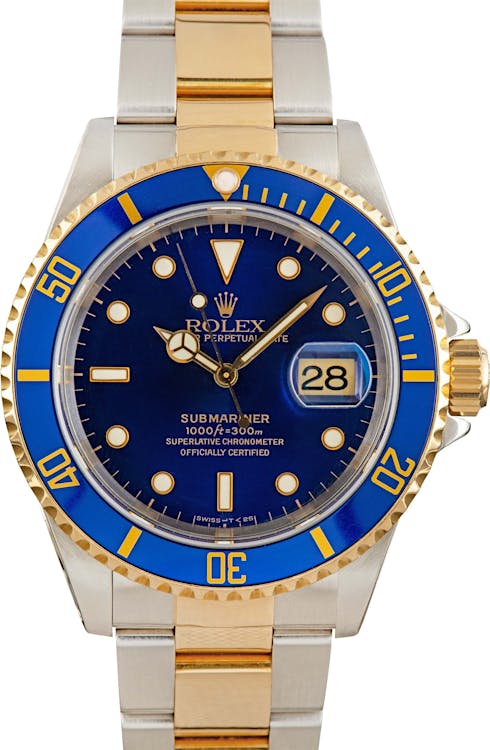 Mens Rolex Submariner 16613 Two Tone Blue