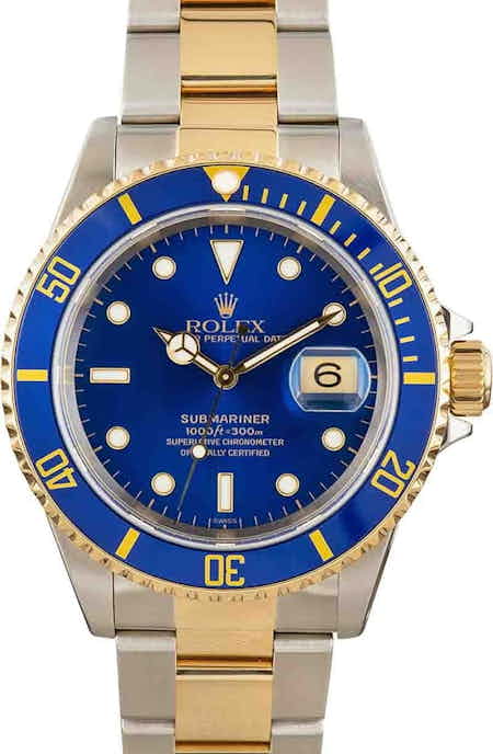 Mens Rolex Submariner 16613 Blue Two Tone