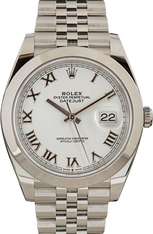 Mens Rolex Datejust 41 Ref 126300 White Dial