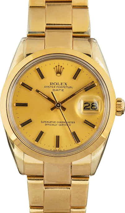 Used Rolex Date 1550 Champagne Index Dial