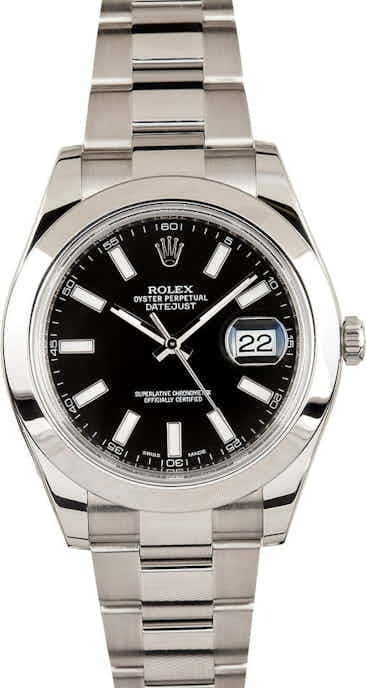 Rolex Datejust 116300 Black Dial Smooth Bezel