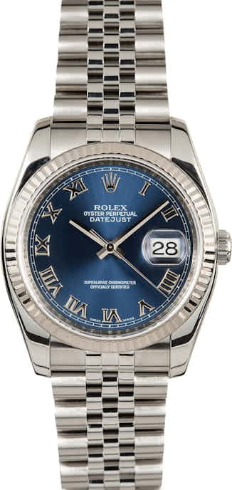 Rolex Datejust Blue 116234 Fluted Bezel