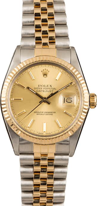 Pre-Owned Rolex Two-Tone Datejust 16013 Champagne