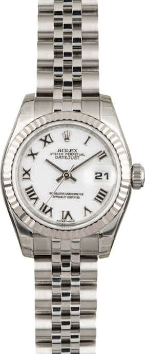 Unworn Rolex Datejust 179174 White Roman Dial