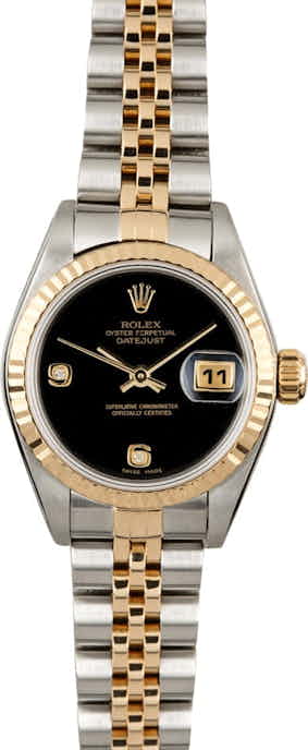 Rolex Ladies Datejust 79173 Black Onyx Diamond Dial
