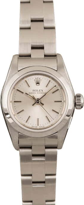 Used Rolex Ladies Oyster Perpetual 67230 Silver Index