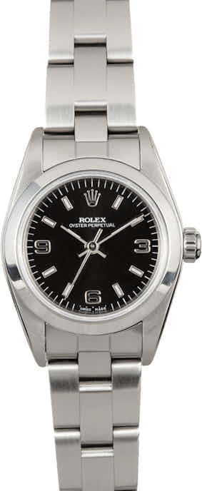 Rolex Ladies Oyster Perpetual 76080 Black Dial