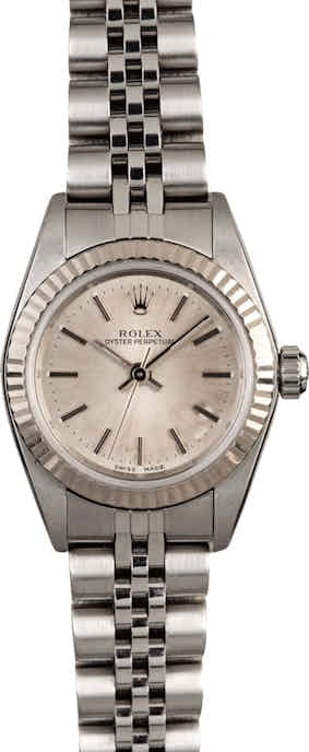 Rolex Ladies Oyster Perpetual 76094 Silver Index Dial
