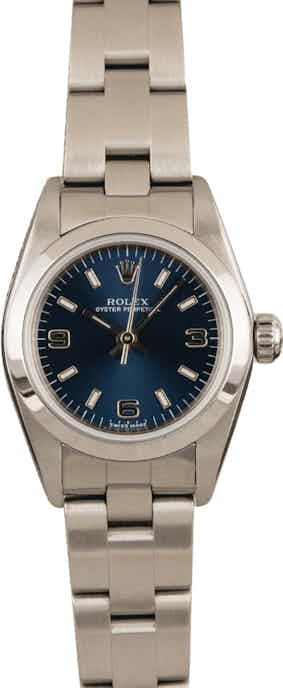 PreOwned Rolex Oyster Perpetual Ladies 76080 Blue Dial