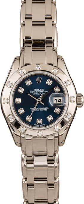 Pre Owned Rolex Pearlmaster 80319 Blue Diamond Dial