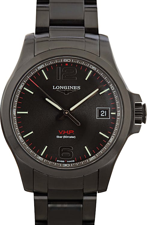 Longines Conquest Black 41MM Black PVD Stainless Steel