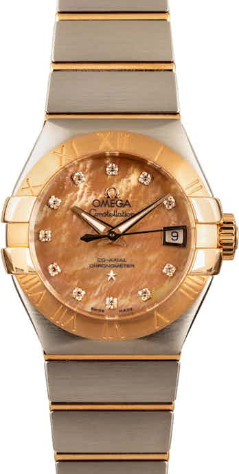 Ladies Omega Constellation Brown Mother of Pearl Diamond Dial