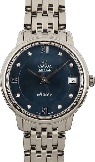 Ladies Omega De Ville Prestige Blue Diamond Dial