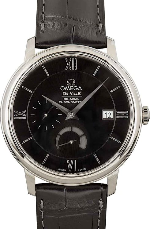 Omega De Ville Prestige Black Roman Dial & Leather Strap