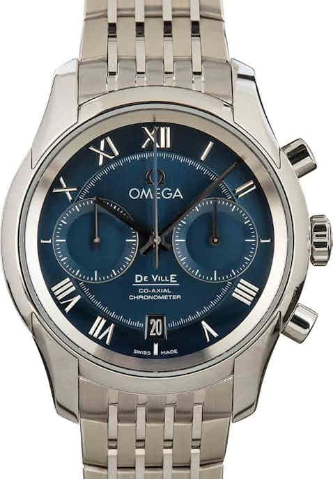Omega De Ville Prestige Stainless Steel Blue Roman Dial