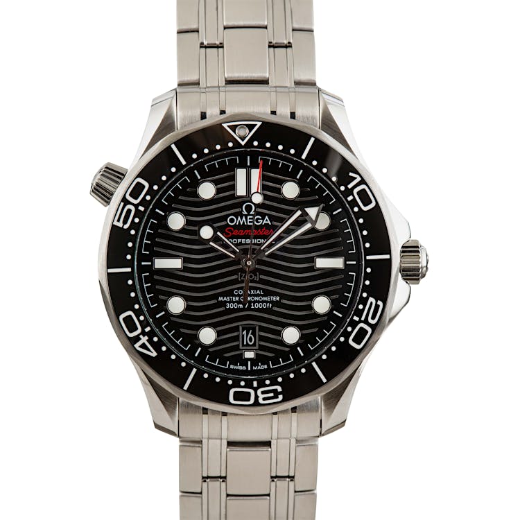Omega Seamaster Stainless Steel Black Wave Dial