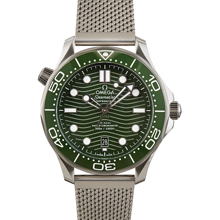 Omega Seamaster Stainless Steel Green Wave Dial