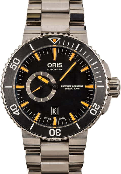 Mens Oris Aquis Small Second Date Stainless Steel