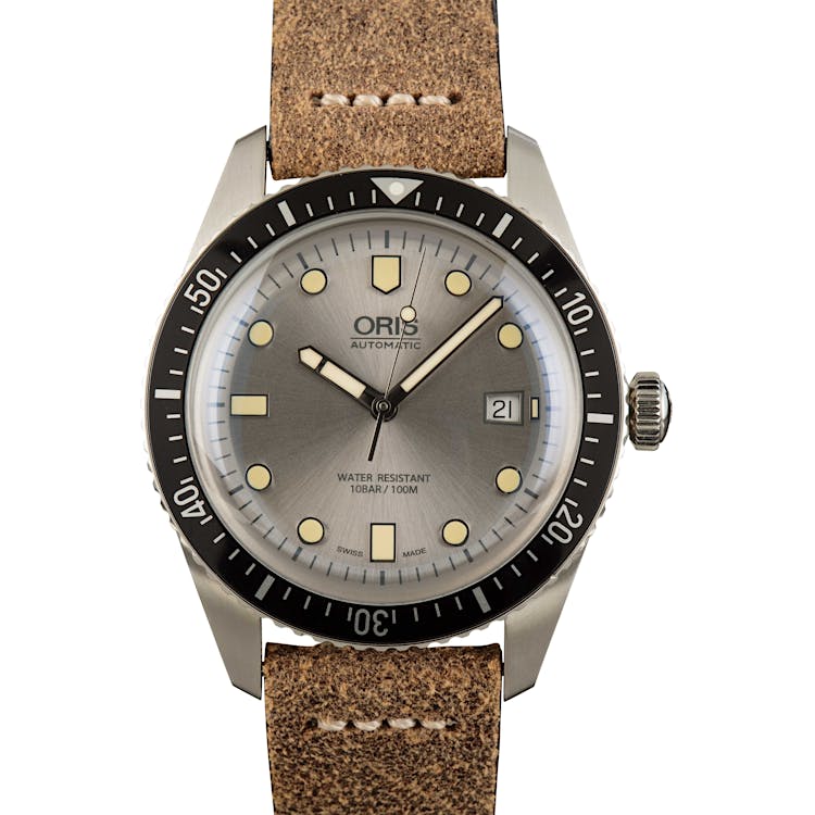 Oris Divers Sixty Five Stainless Steel on Leather Strap