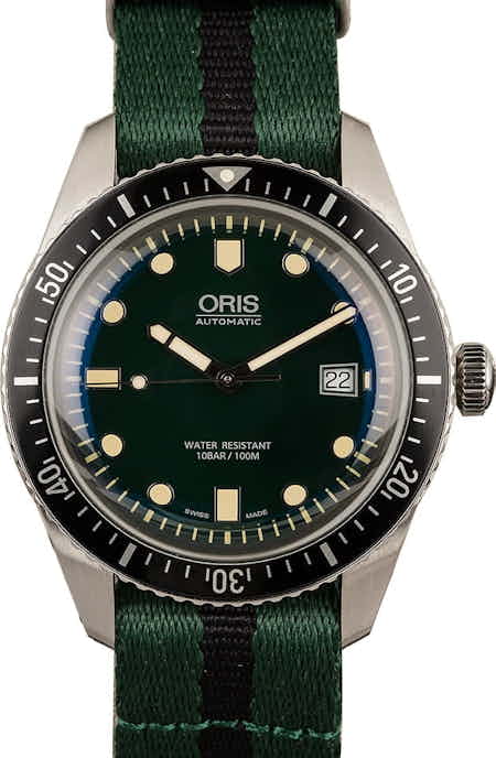 Oris Divers Sixty-Five Steel on Green NATO Strap